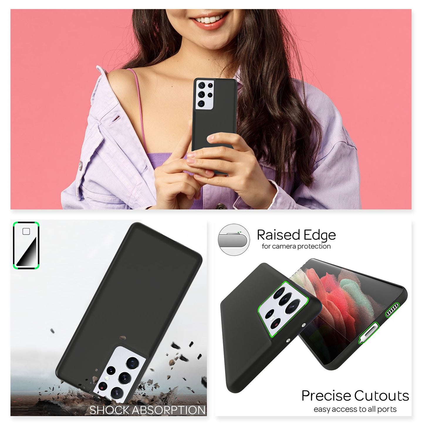 NALIA Extra Þunnt Hart Hulstur fyrir Samsung Galaxy S21 Ultra, Þunnt Símahulstur