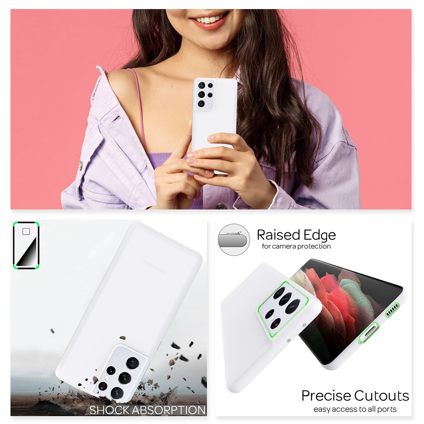 NALIA Extra Þunnt Hart Hulstur fyrir Samsung Galaxy S21 Ultra, Þunnt Símahulstur