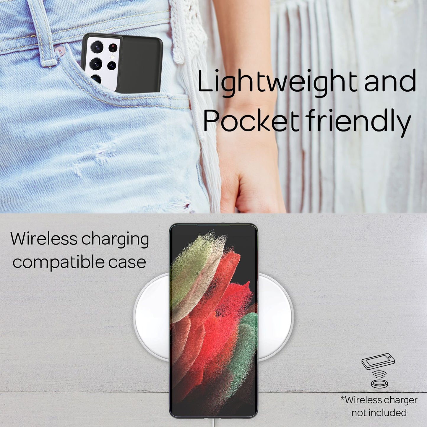 NALIA Extra Þunnt Hart Hulstur fyrir Samsung Galaxy S21 Ultra, Þunnt Símahulstur