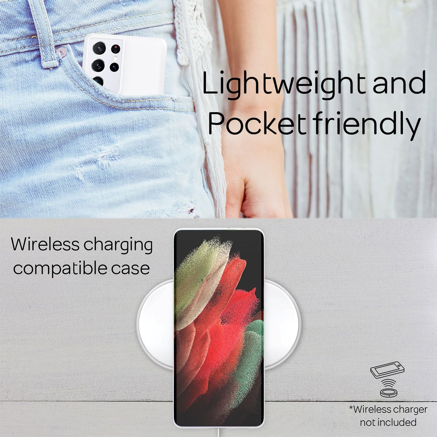 NALIA Extra Þunnt Hart Hulstur fyrir Samsung Galaxy S21 Ultra, Þunnt Símahulstur