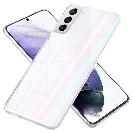 NALIA hertu glerhulstur fyrir Samsung Galaxy S21+, gegnsætt regnbogahlífðarhulstur