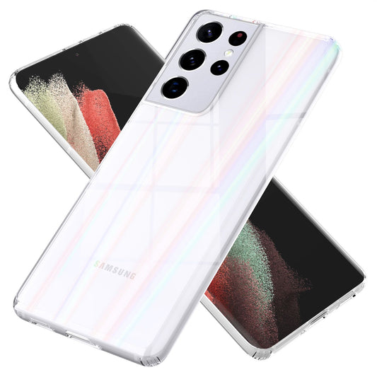 NALIA glerhulstur fyrir Samsung Galaxy S21 Ultra, gegnsætt regnbogahlíf