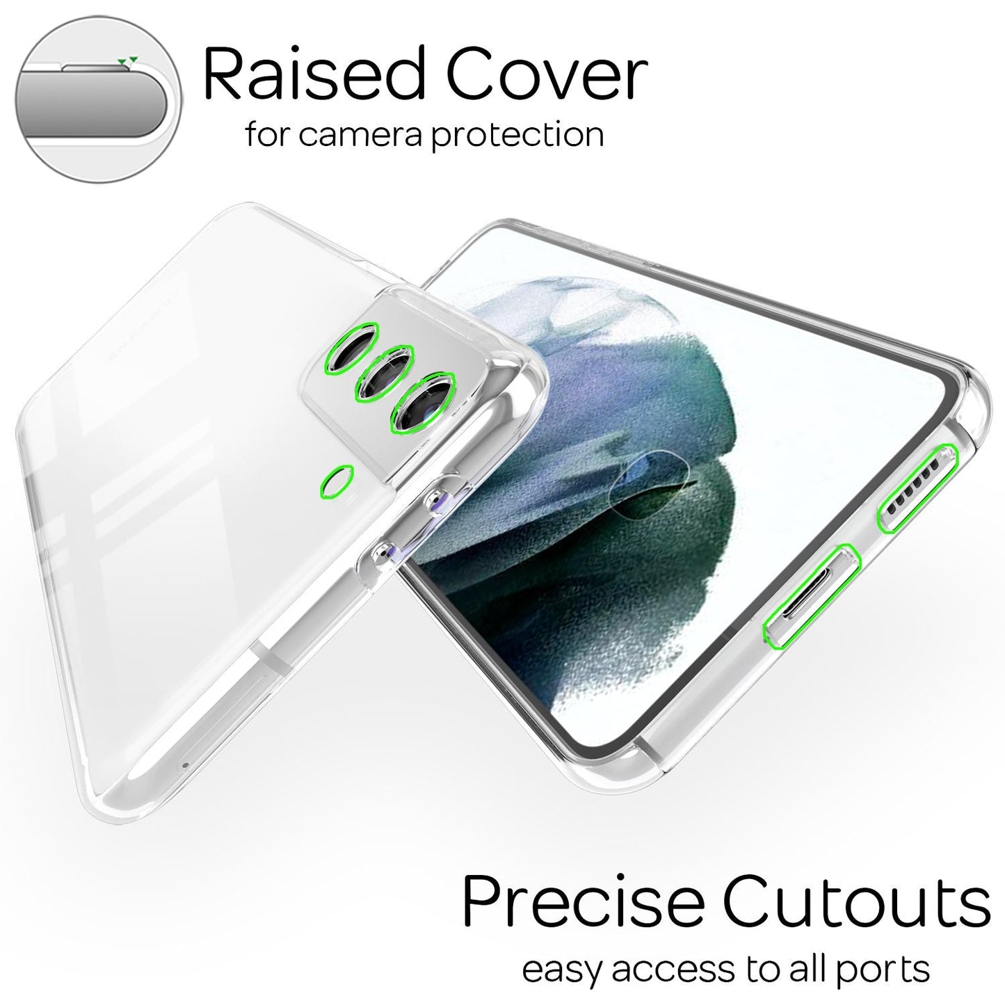 NALIA 360 Degree Phone Case for Samsung Galaxy S21, Transparent Cover Case