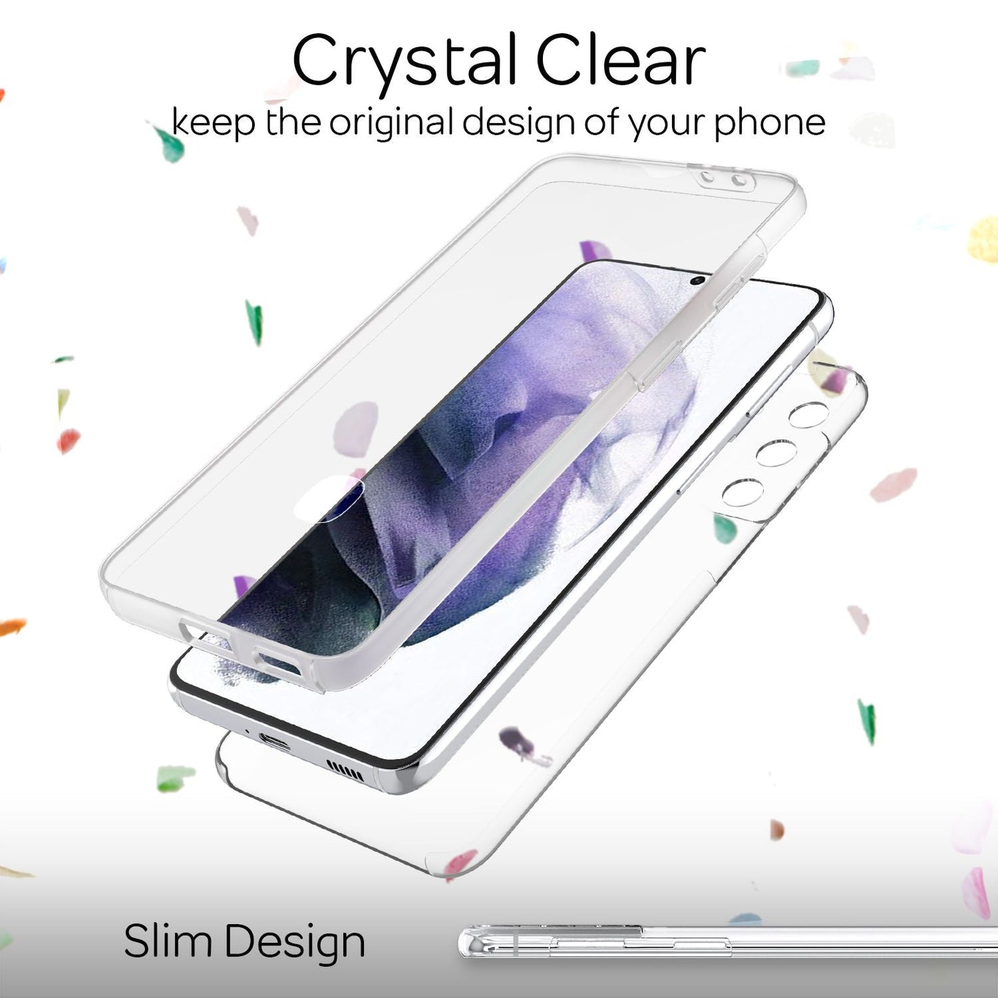 NALIA 360 Degree Phone Case for Samsung Galaxy S21 Plus, Transparent Full Cover