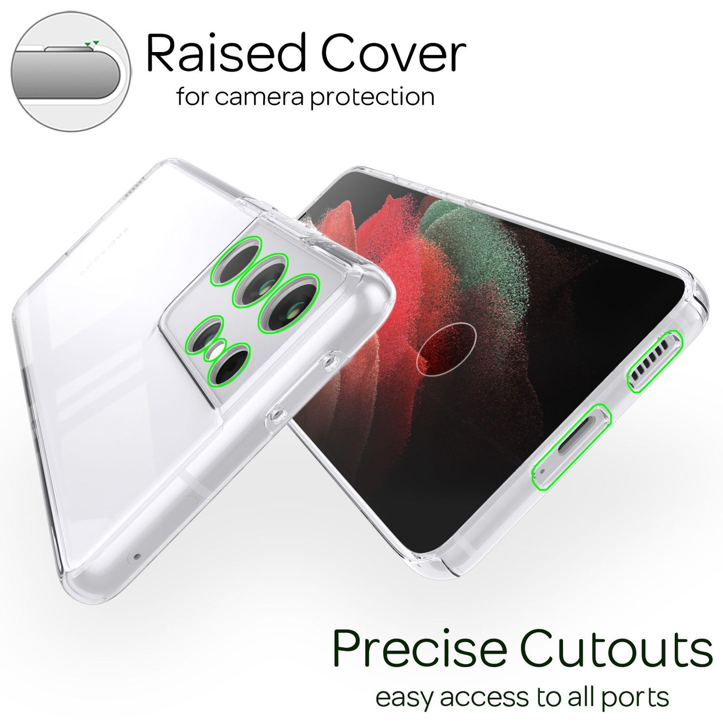 NALIA 360 Grad Handy Hülle für Samsung Galaxy S21 Ultra, Transparenter Komplettschutz