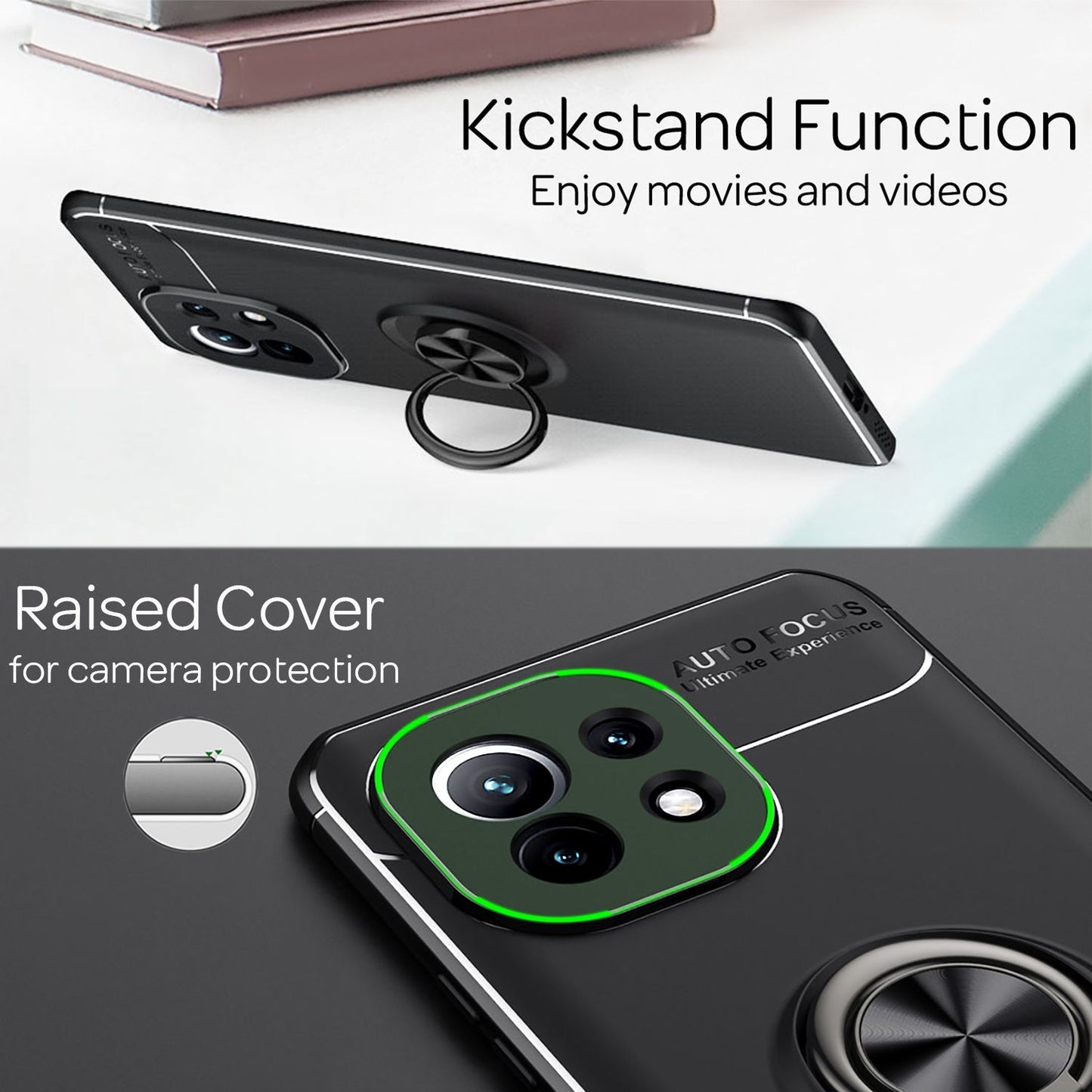 NALIA Ring Phone Case for Xiaomi Mi 11 5G, Silicone Cover Protective Bag Case