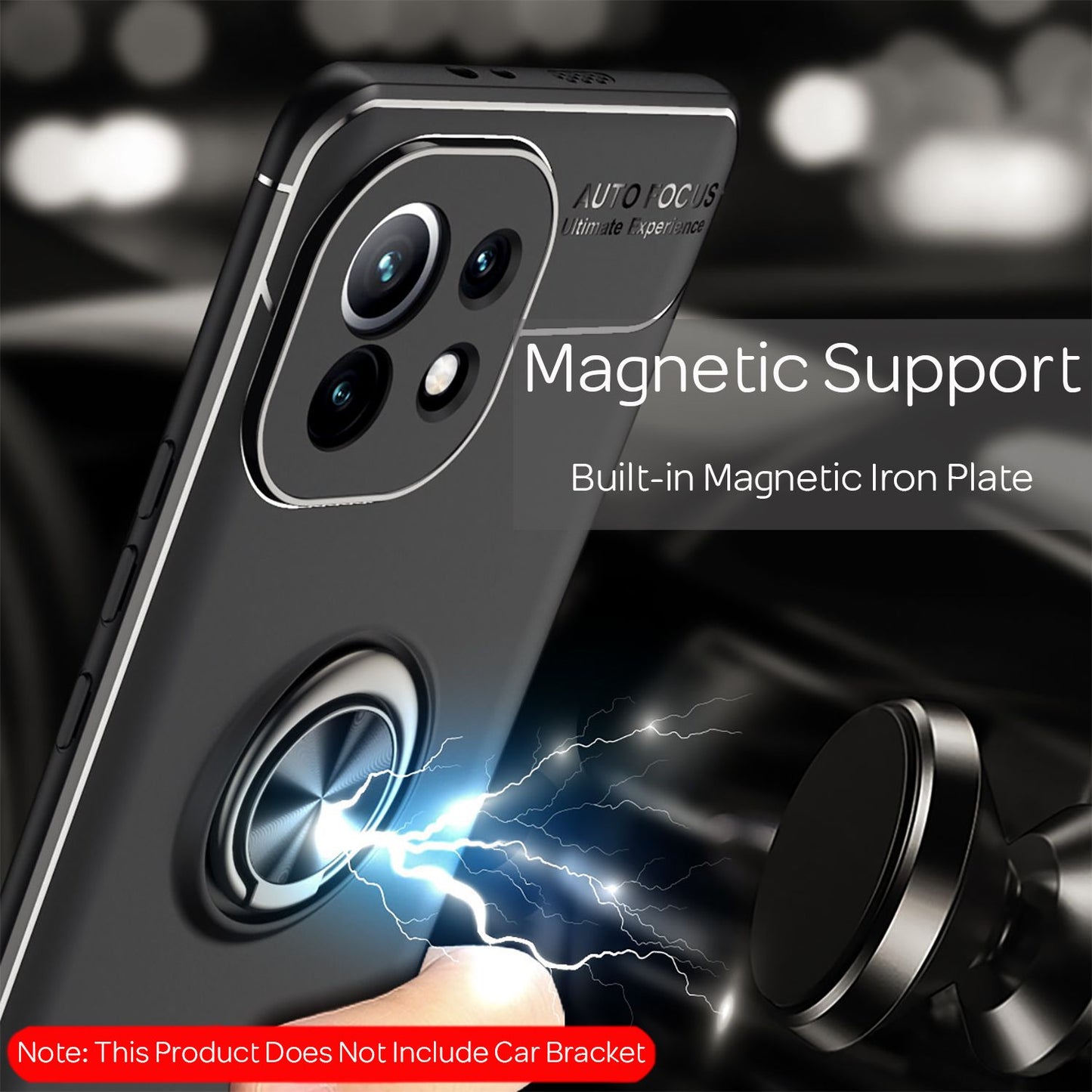 NALIA Ring Phone Case for Xiaomi Mi 11 5G, Silicone Cover Protective Bag Case