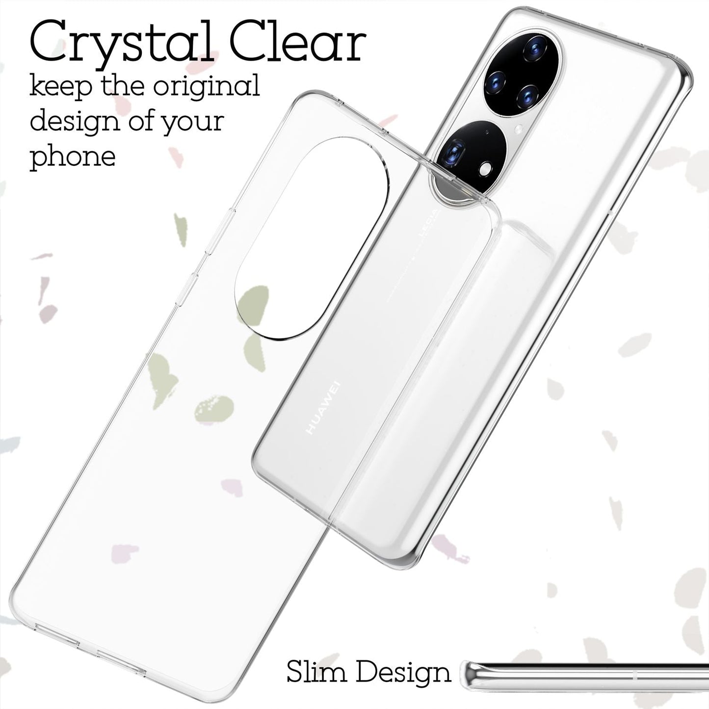 Clear silicone case for Huawei P50 Pro, transparent anti-yellowing crystal clear case, robust silicone phone case