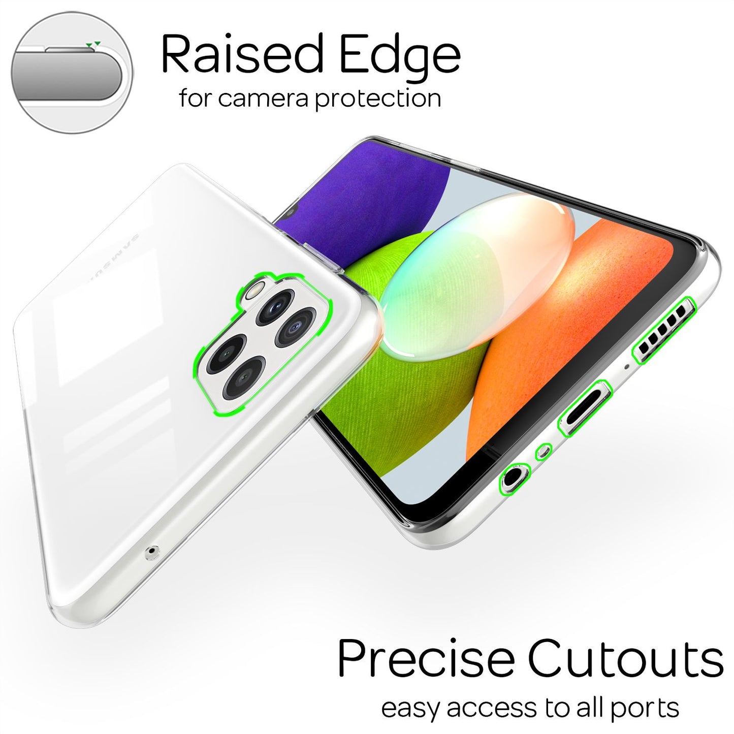 NALIA Clear Silicone Phone Case for Samsung Galaxy A22, Transparent Cover Case