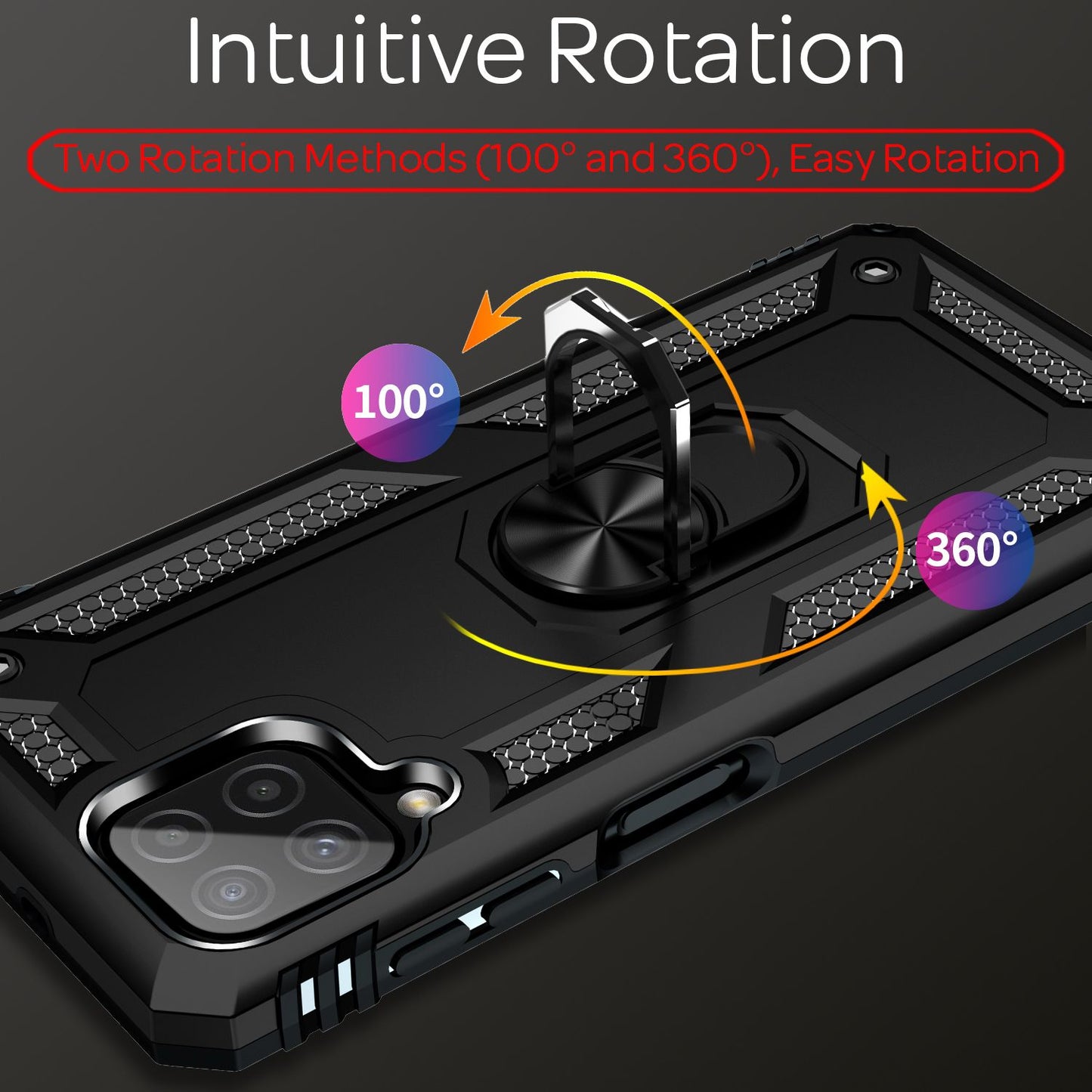 NALIA hernaðarstíls hringhulstur fyrir Samsung Galaxy A22, einstaklega verndandi og höggþolið