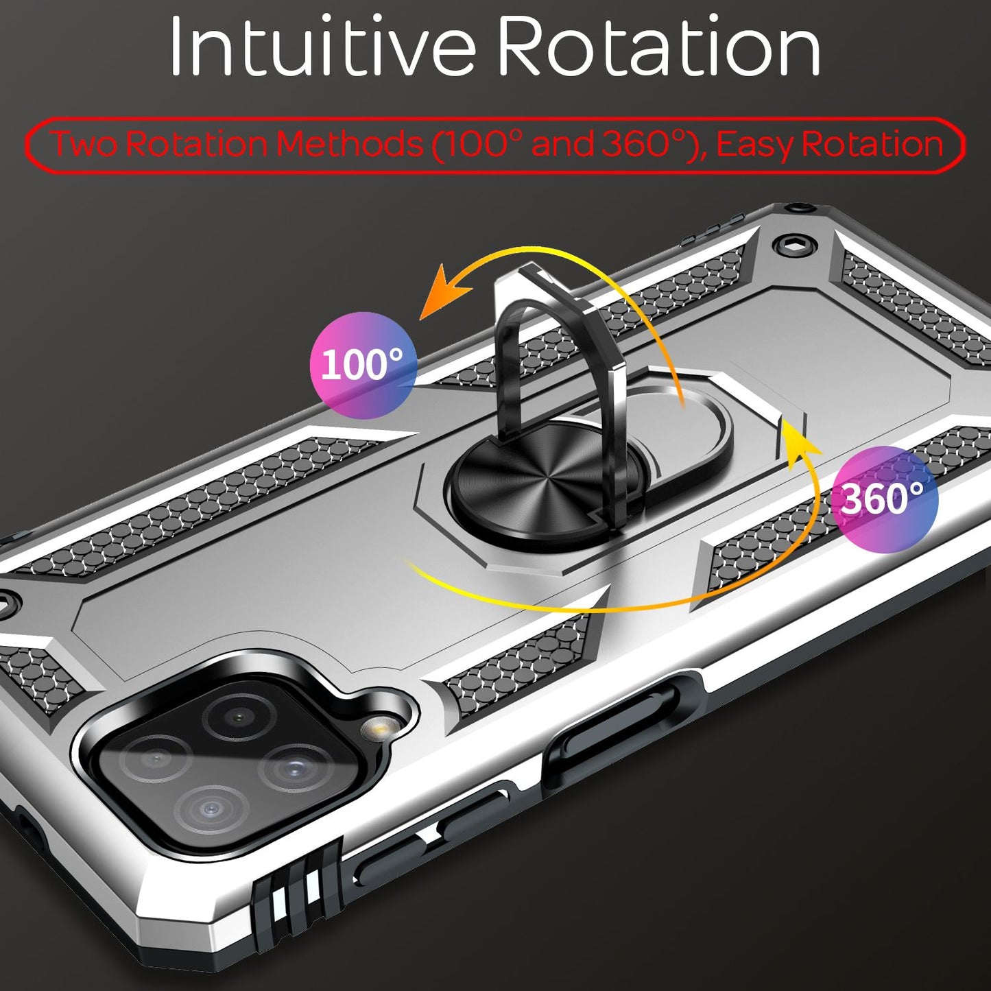 NALIA hernaðarstíls hringhulstur fyrir Samsung Galaxy A22, einstaklega verndandi og höggþolið