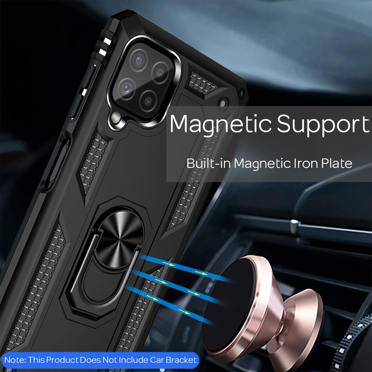 NALIA hernaðarstíls hringhulstur fyrir Samsung Galaxy A22, einstaklega verndandi og höggþolið