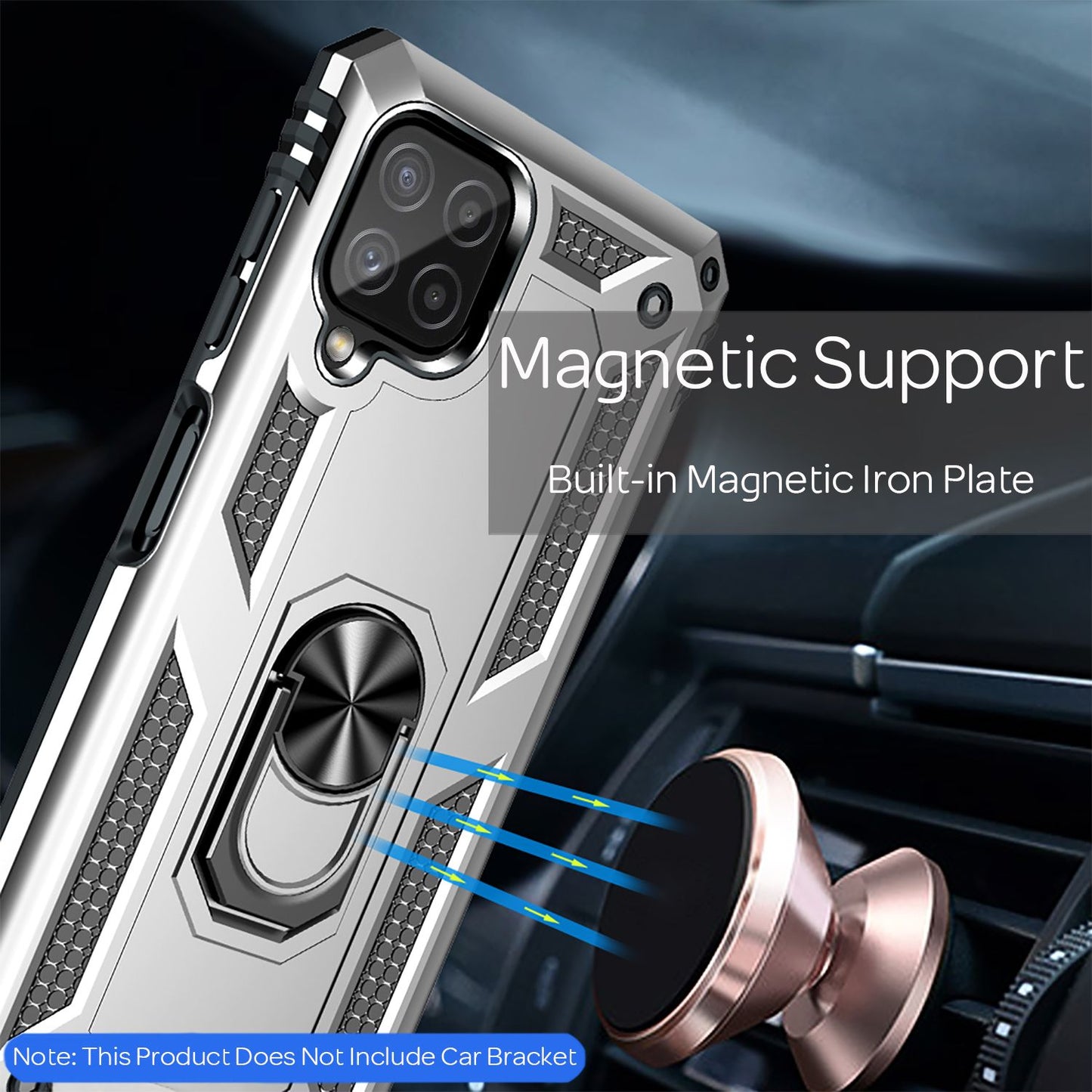 NALIA hernaðarstíls hringhulstur fyrir Samsung Galaxy A22, einstaklega verndandi og höggþolið