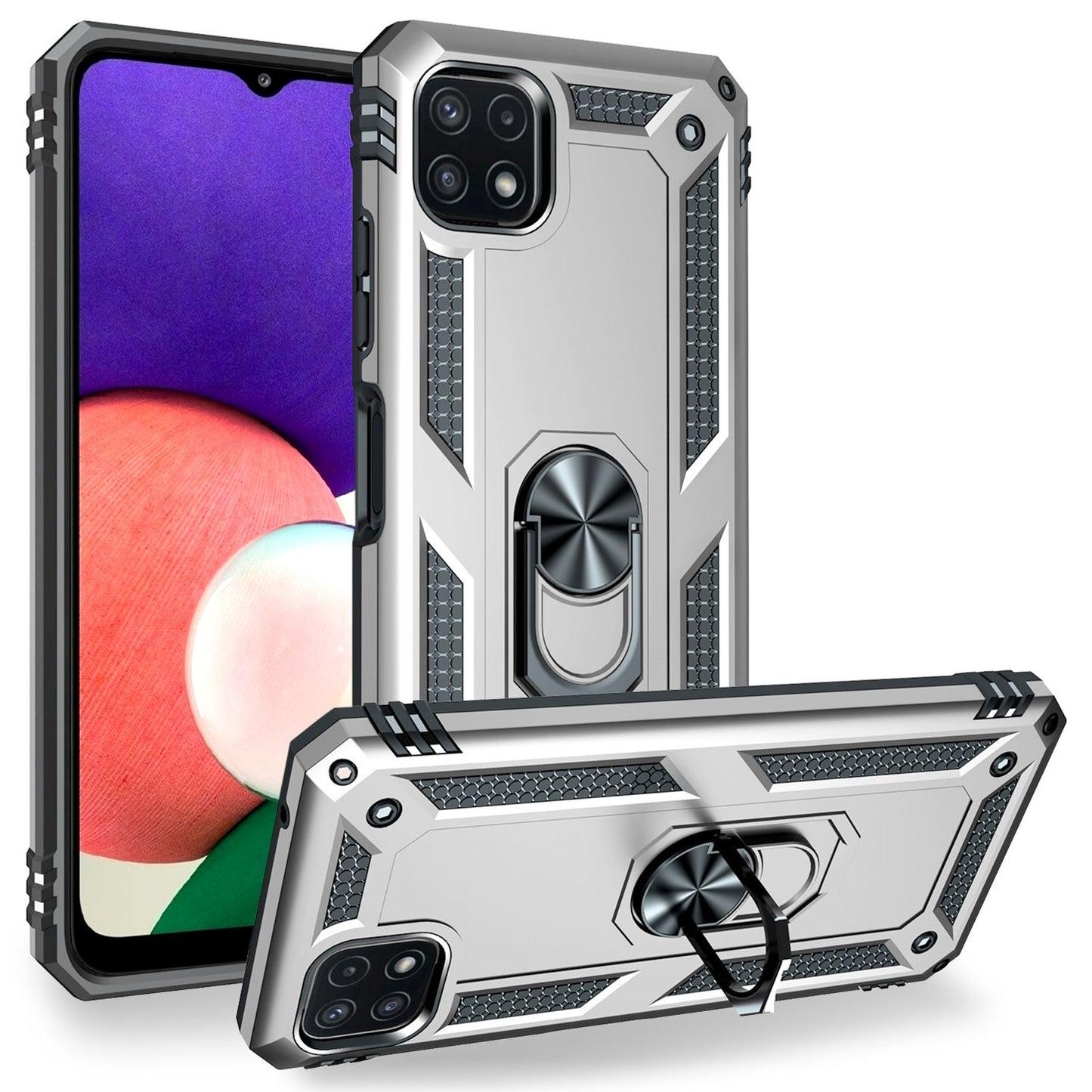 NALIA Military-Style Ring Case for Samsung Galaxy A22 5G, Extremely Protective and Robust