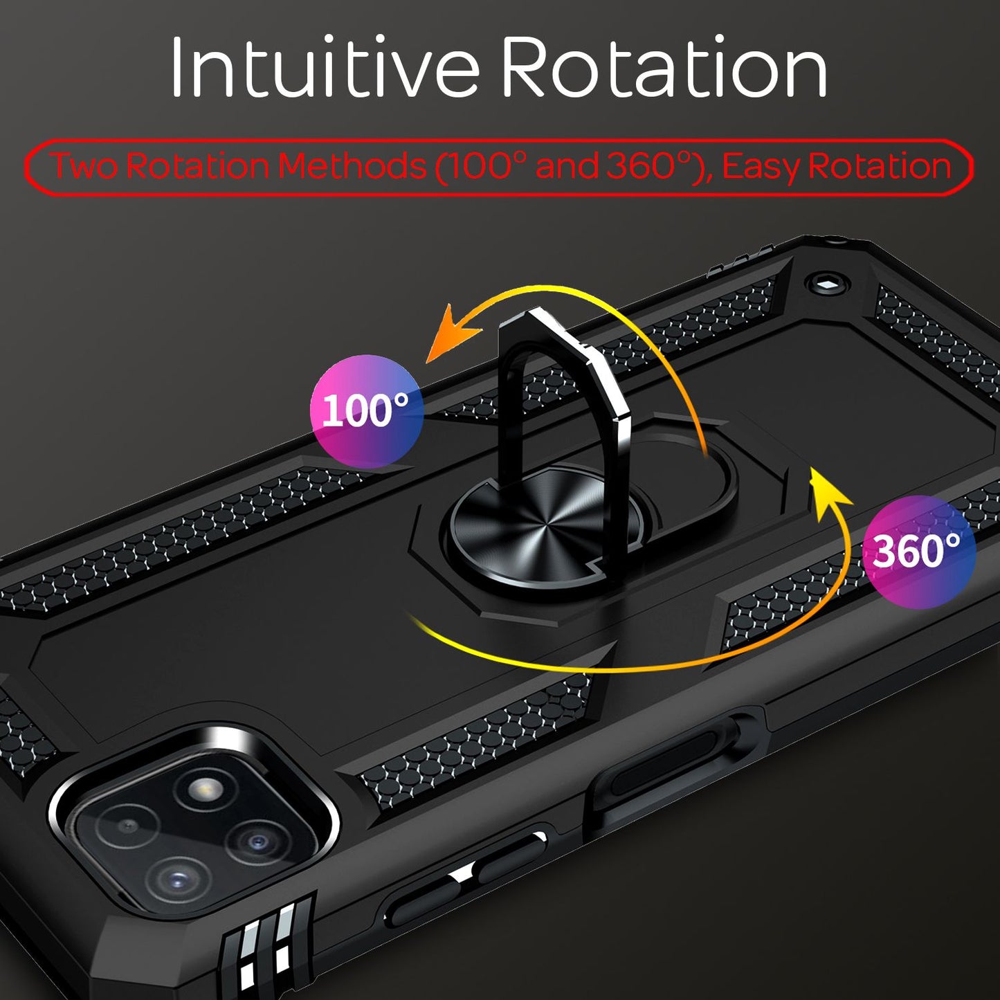 NALIA Military-Style Ring Case for Samsung Galaxy A22 5G, Extremely Protective and Robust