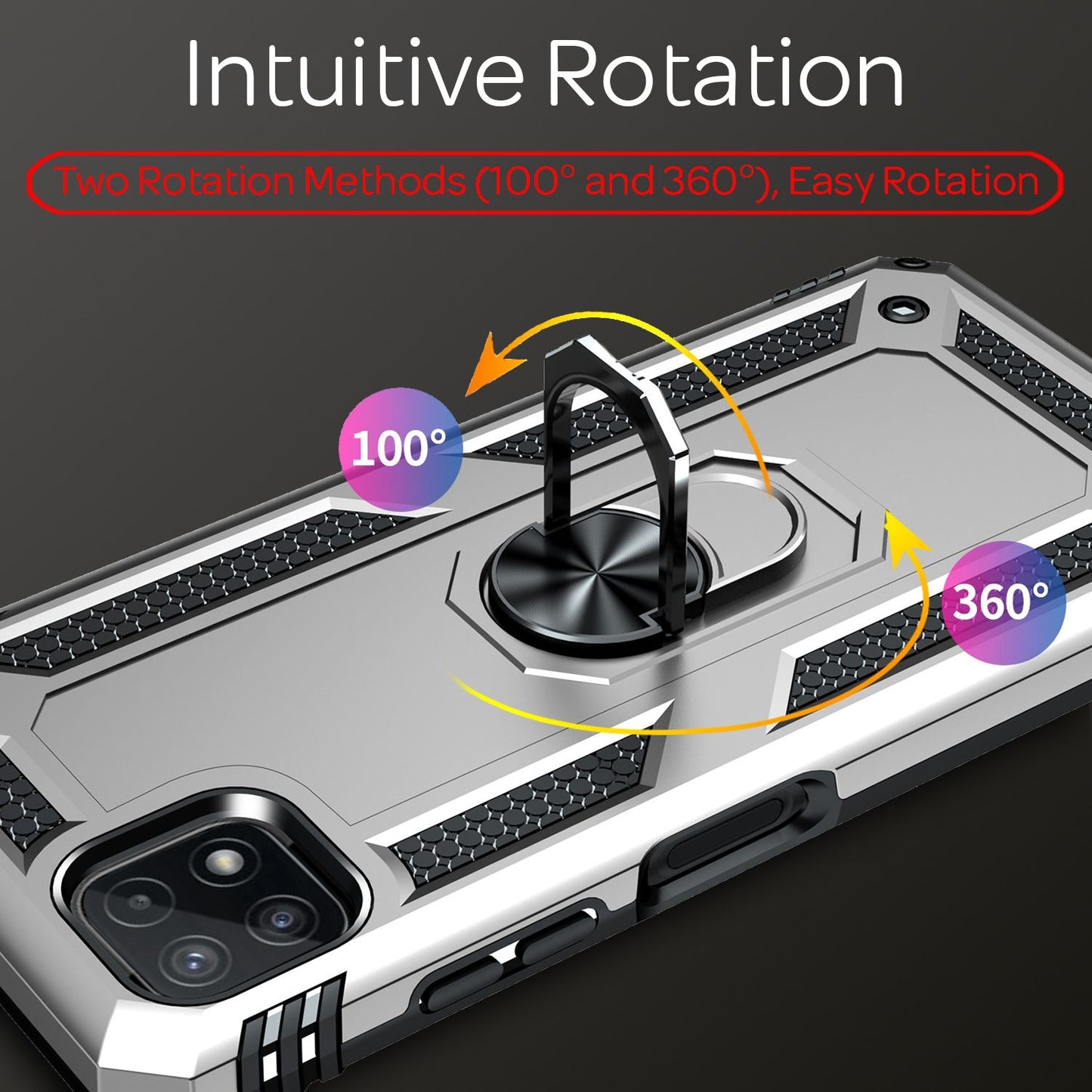 NALIA Military-Style Ring Case for Samsung Galaxy A22 5G, Extremely Protective and Robust