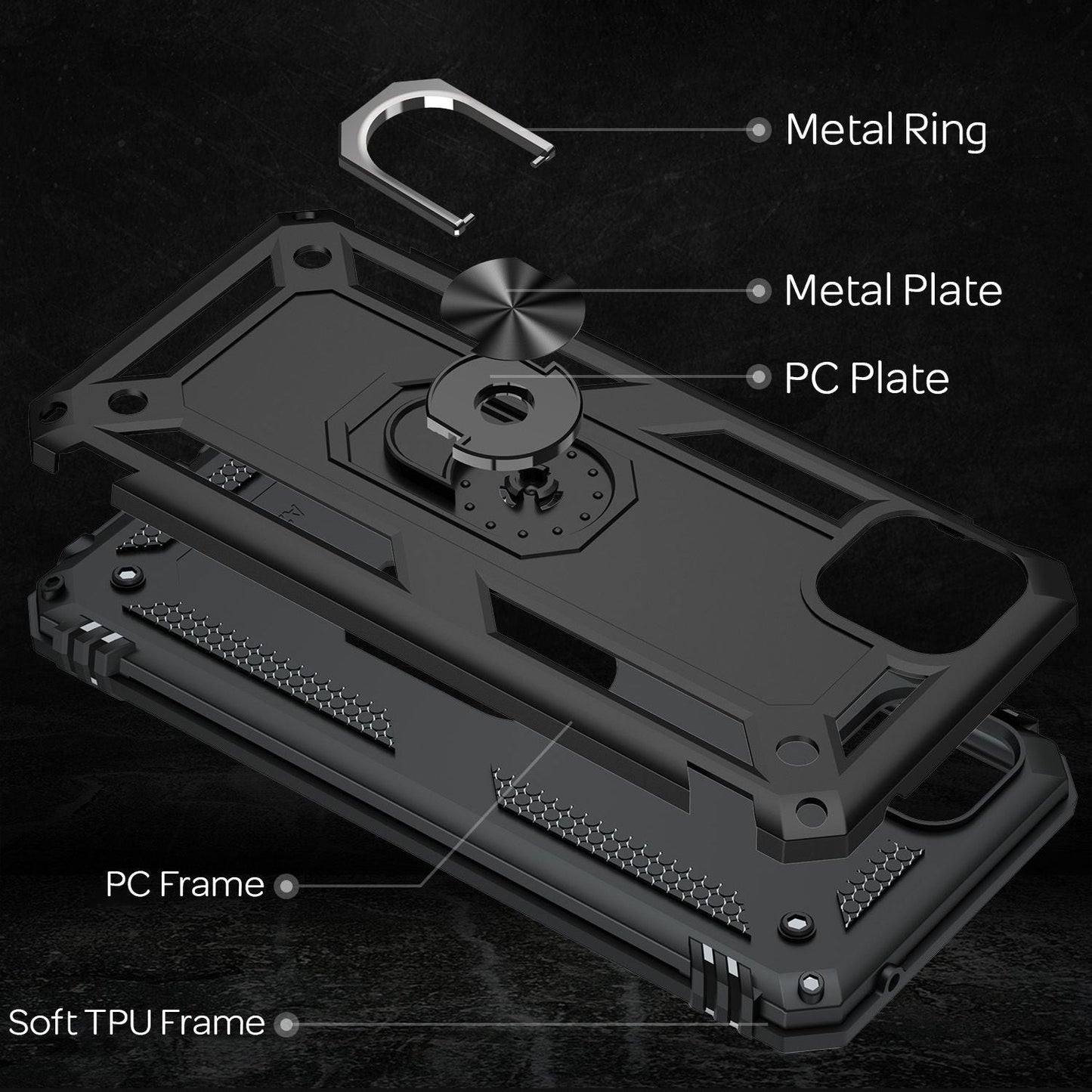 NALIA Military-Style Ring Case for Samsung Galaxy A22 5G, Extremely Protective and Robust