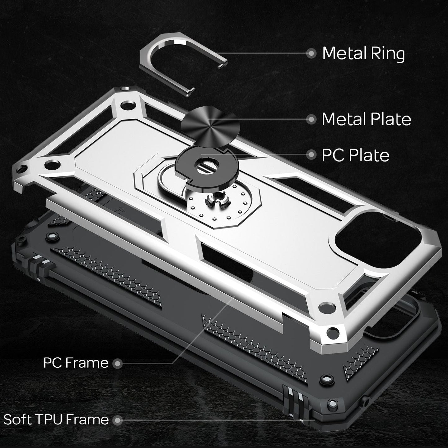 NALIA Military-Style Ring Case for Samsung Galaxy A22 5G, Extremely Protective and Robust