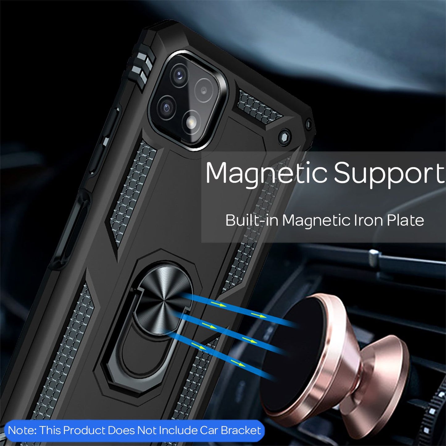 NALIA Military-Style Ring Case for Samsung Galaxy A22 5G, Extremely Protective and Robust