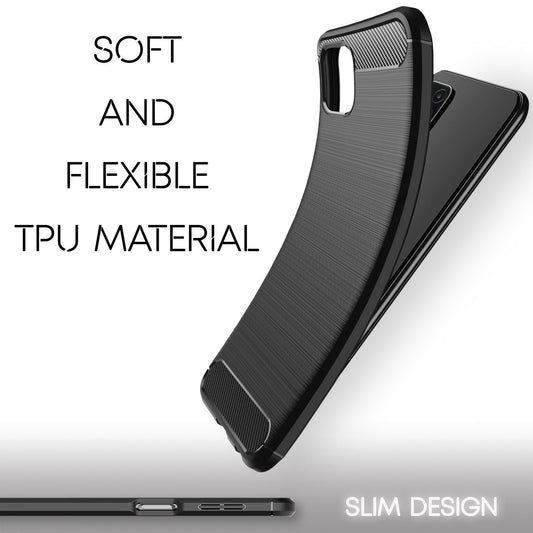 NALIA Carbon Look Case for Samsung Galaxy A22 5G, Matte Black Silicone Case