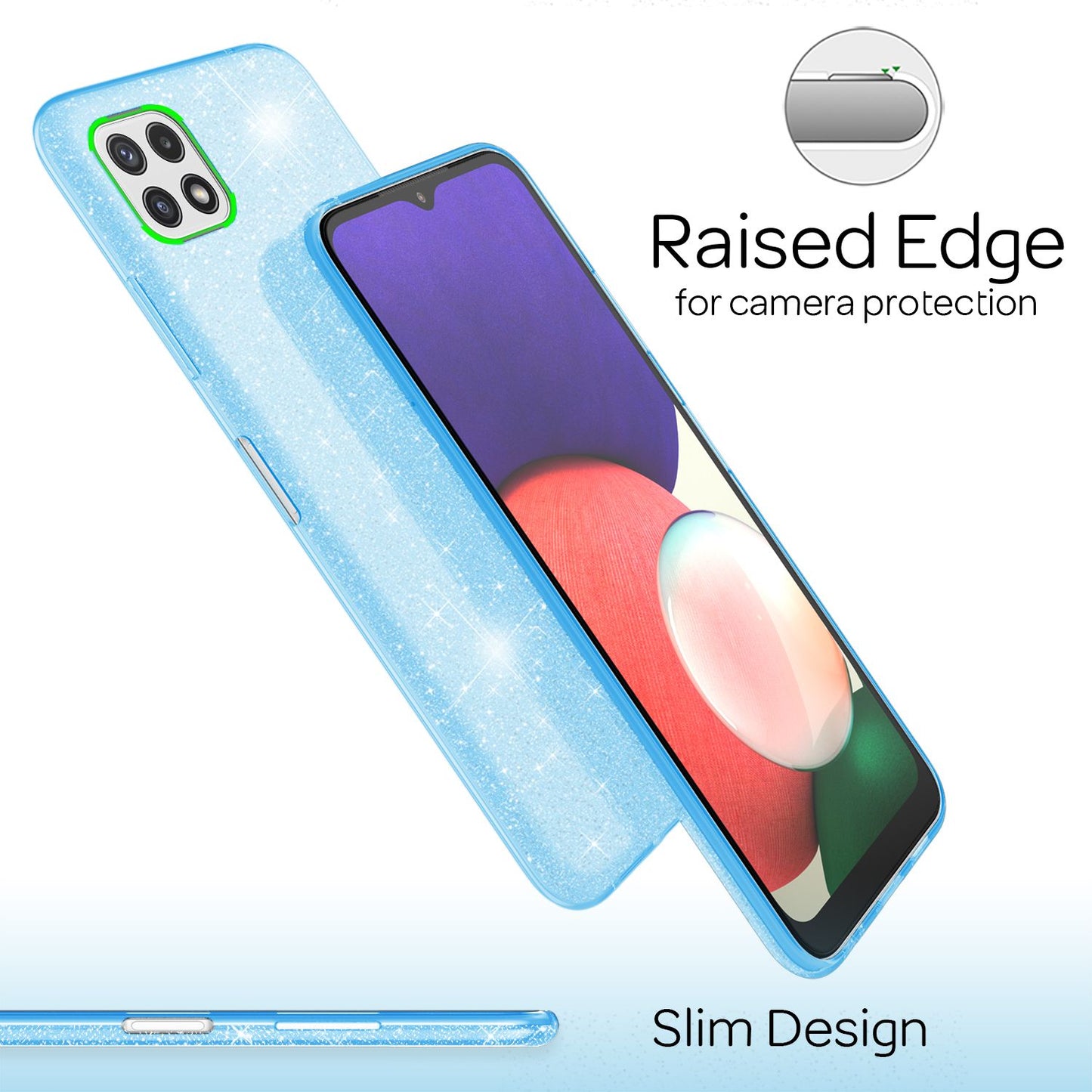 NALIA Sterkt glitrandi hulstur fyrir Samsung Galaxy A22 5G, höggþolið, glansandi, styrkt sílikonhulstur