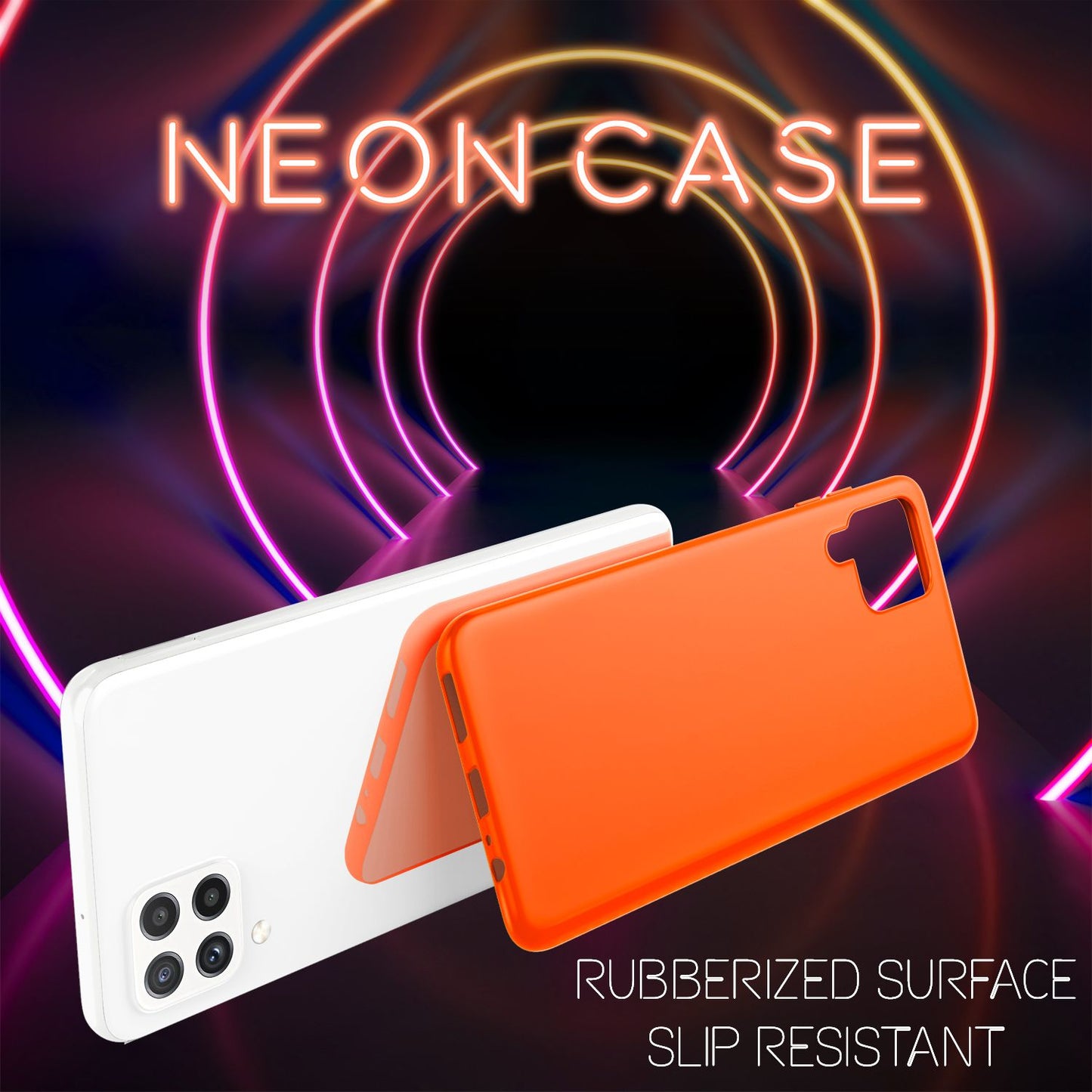 NALIA Colorful Neon Silicone Case for Samsung Galaxy A22, Intense Color, Non-Slip, Velvety Rubberized