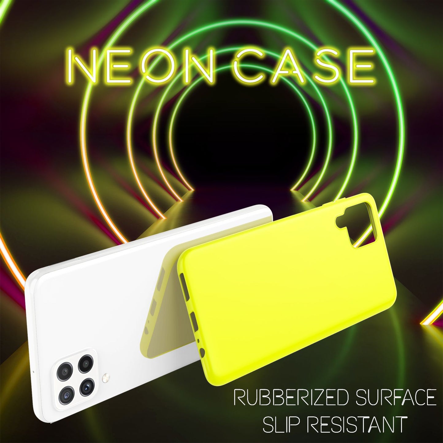 NALIA Colorful Neon Silicone Case for Samsung Galaxy A22, Intense Color, Non-Slip, Velvety Rubberized