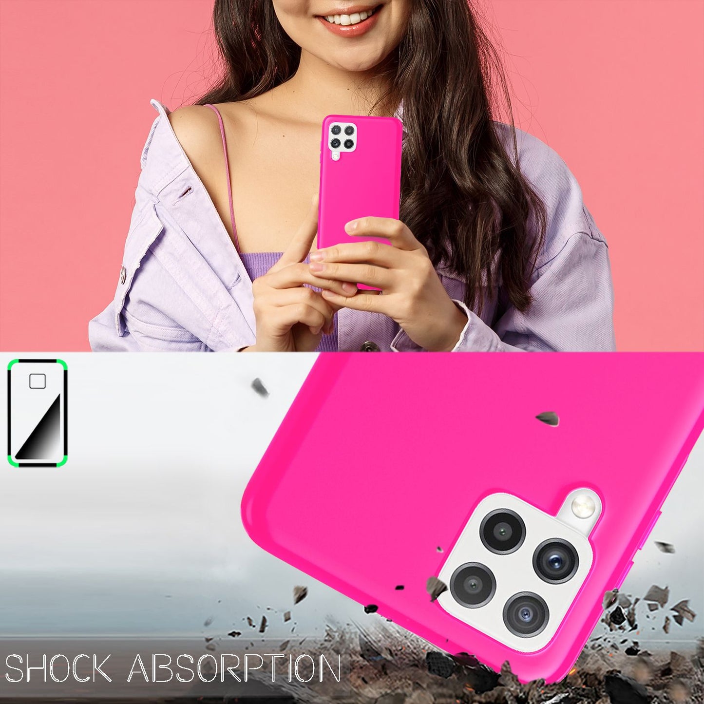 NALIA Colorful Neon Silicone Case for Samsung Galaxy A22, Intense Color, Non-Slip, Velvety Rubberized