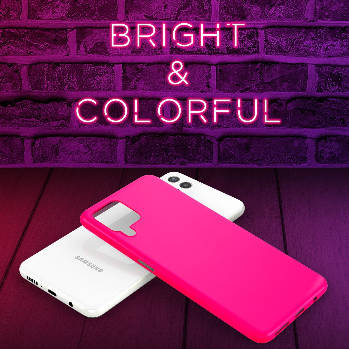 NALIA Colorful Neon Silicone Case for Samsung Galaxy A22, Intense Color, Non-Slip, Velvety Rubberized