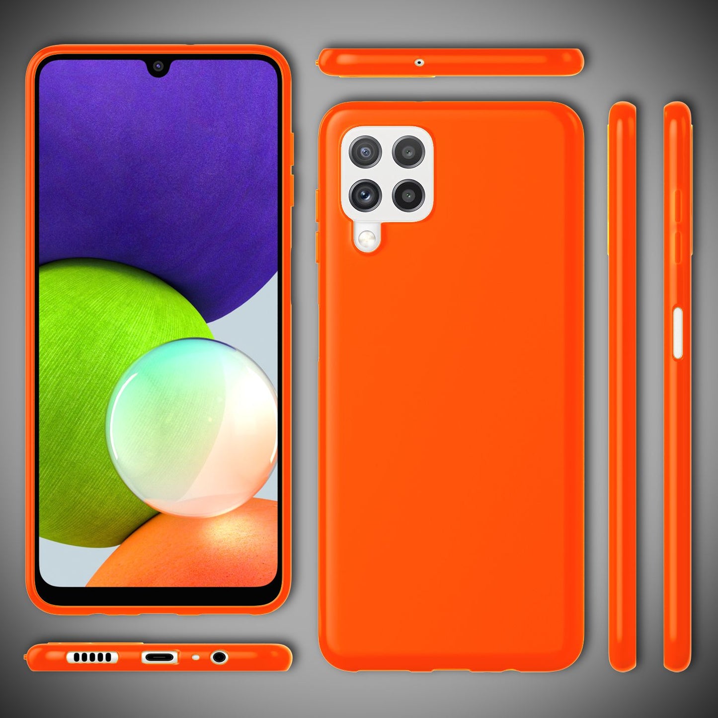 NALIA Colorful Neon Silicone Case for Samsung Galaxy A22, Intense Color, Non-Slip, Velvety Rubberized