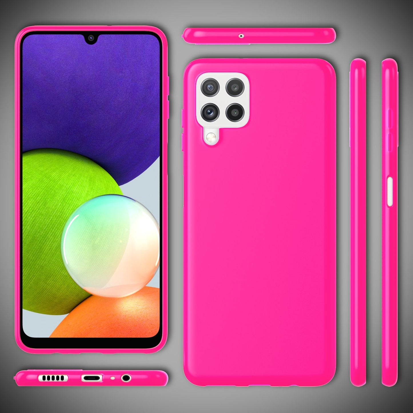 NALIA Colorful Neon Silicone Case for Samsung Galaxy A22, Intense Color, Non-Slip, Velvety Rubberized