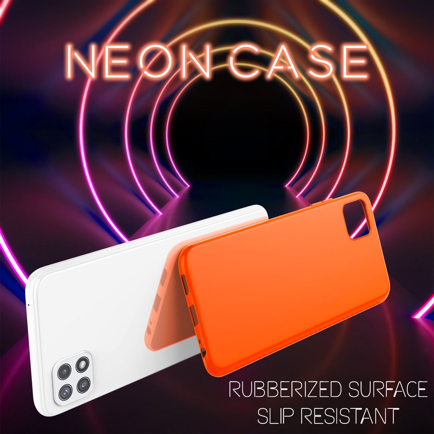 NALIA Colorful Neon Silicone Case for Samsung Galaxy A22 5G, Intense Color, Non-Slip, Velvety Rubberized