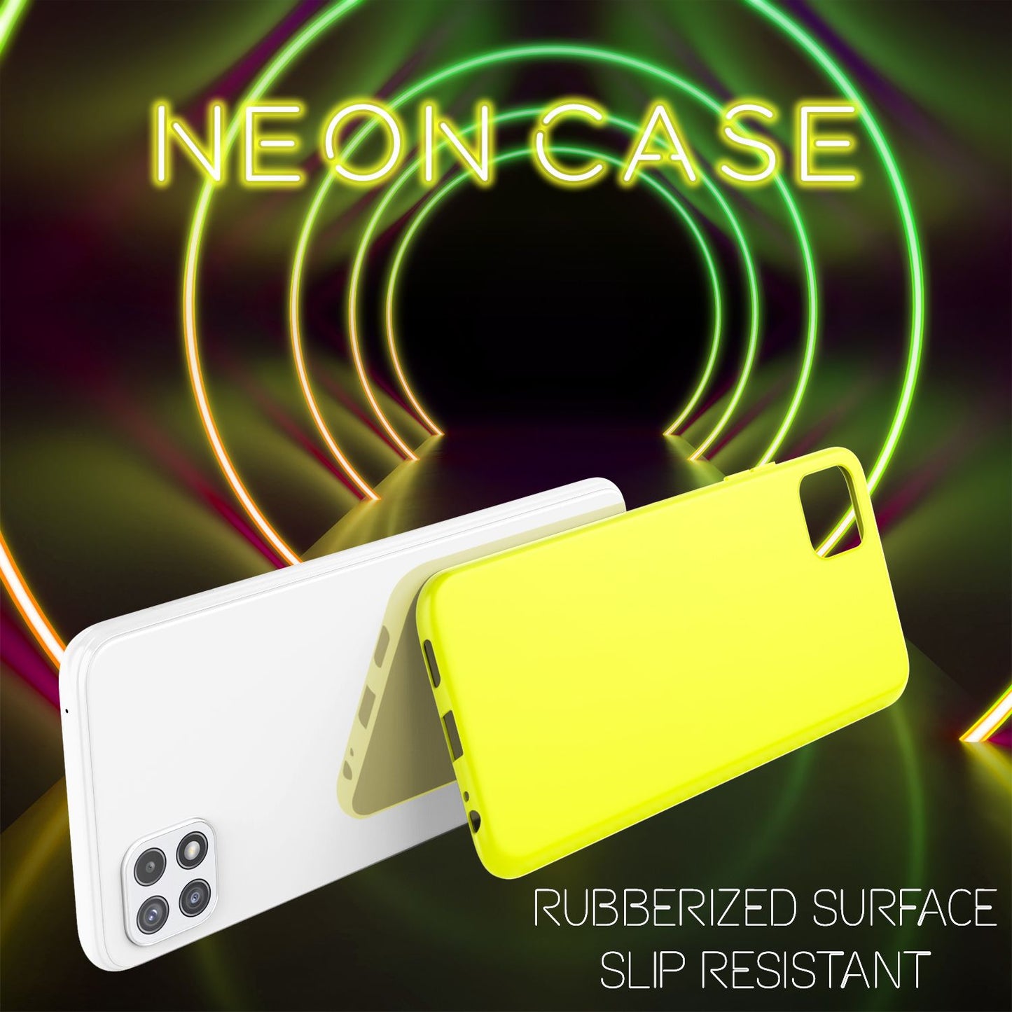 NALIA Colorful Neon Silicone Case for Samsung Galaxy A22 5G, Intense Color, Non-Slip, Velvety Rubberized