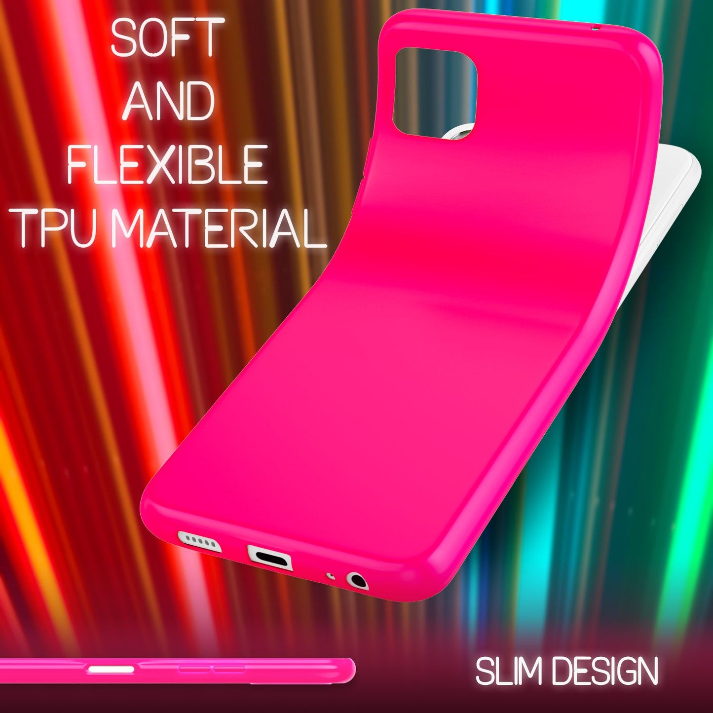 NALIA Colorful Neon Silicone Case for Samsung Galaxy A22 5G, Intense Color, Non-Slip, Velvety Rubberized