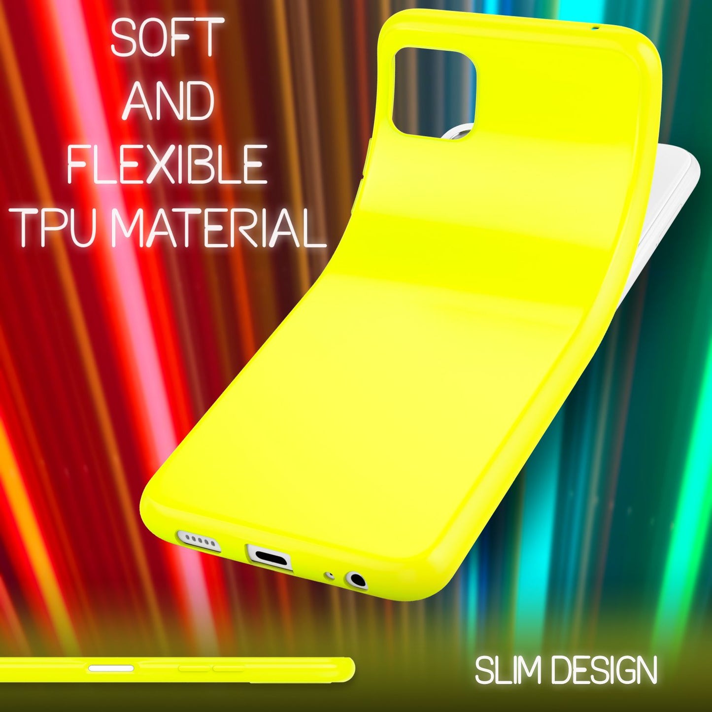 NALIA Colorful Neon Silicone Case for Samsung Galaxy A22 5G, Intense Color, Non-Slip, Velvety Rubberized