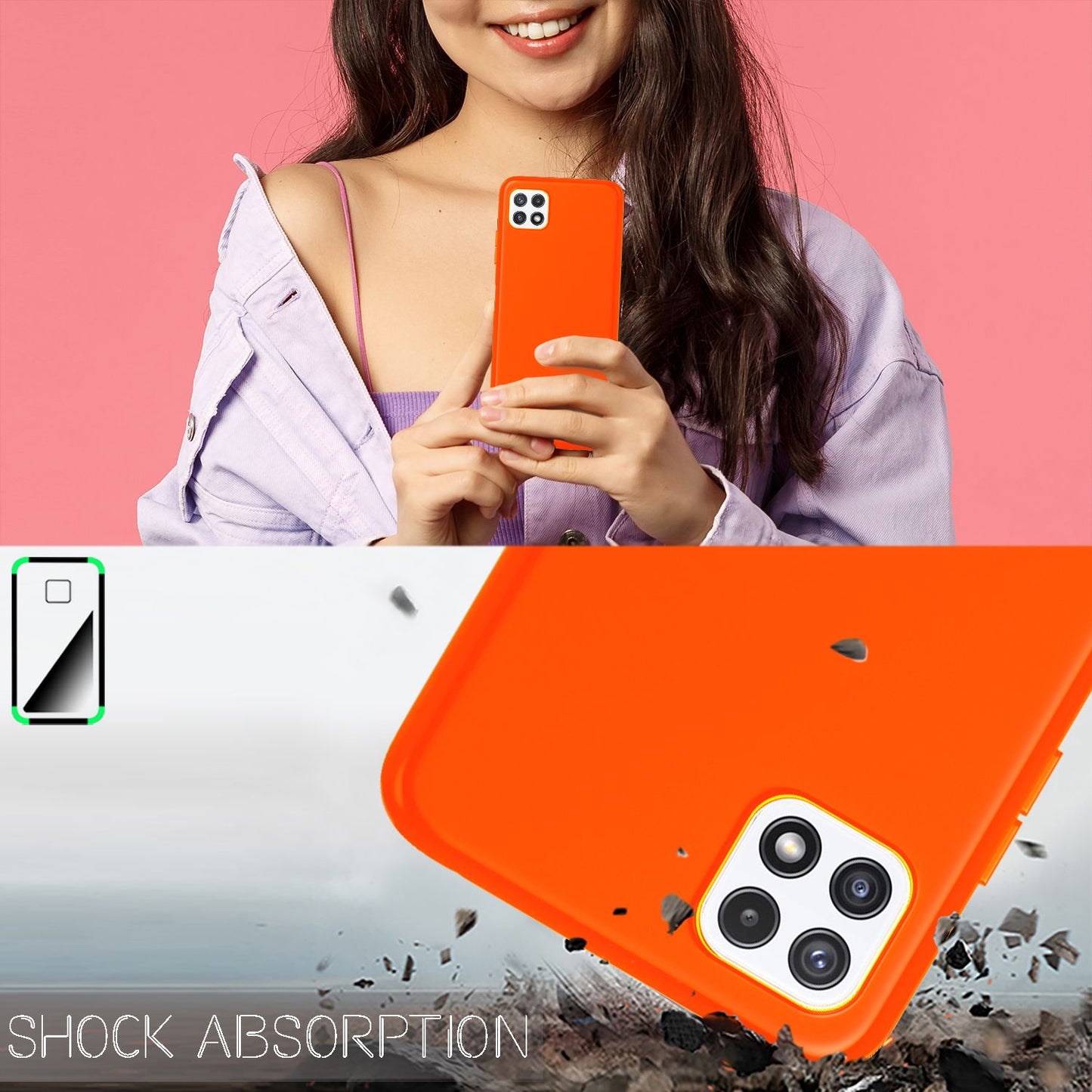 NALIA Colorful Neon Silicone Case for Samsung Galaxy A22 5G, Intense Color, Non-Slip, Velvety Rubberized