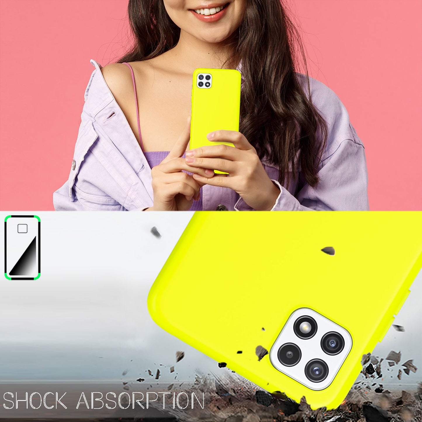 NALIA Colorful Neon Silicone Case for Samsung Galaxy A22 5G, Intense Color, Non-Slip, Velvety Rubberized