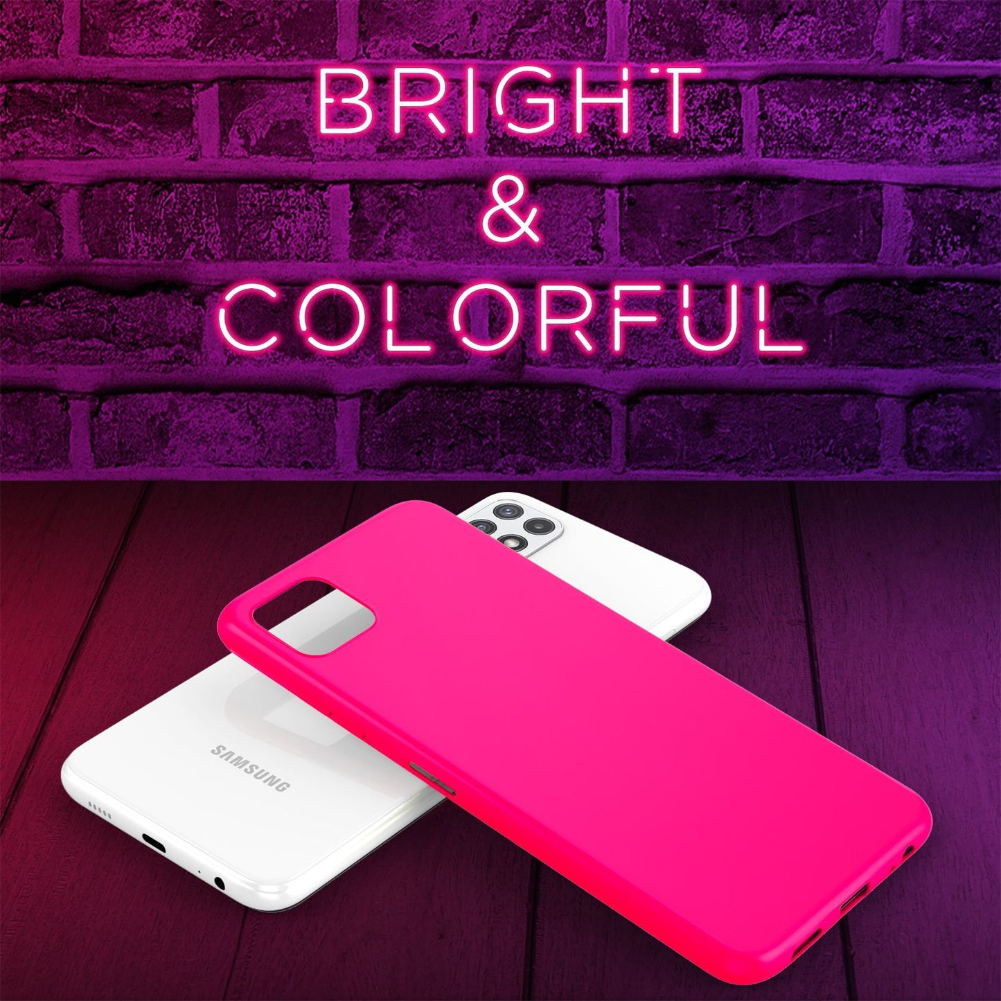 NALIA Colorful Neon Silicone Case for Samsung Galaxy A22 5G, Intense Color, Non-Slip, Velvety Rubberized