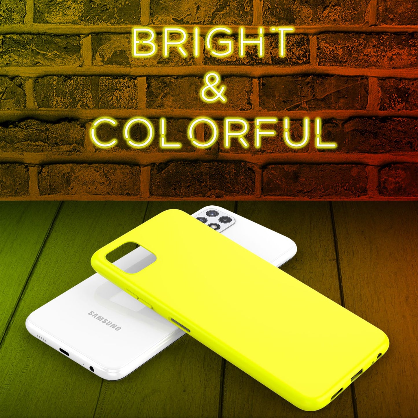 NALIA Colorful Neon Silicone Case for Samsung Galaxy A22 5G, Intense Color, Non-Slip, Velvety Rubberized