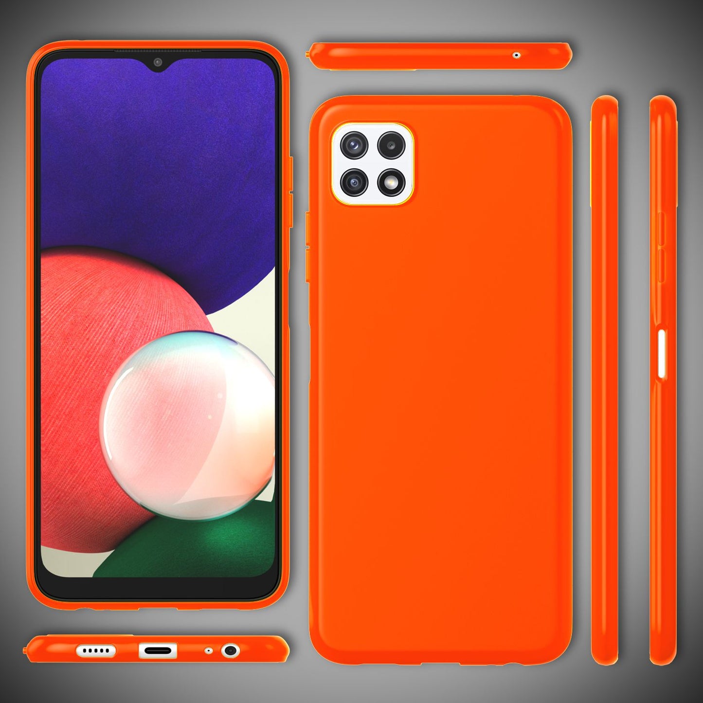 NALIA Colorful Neon Silicone Case for Samsung Galaxy A22 5G, Intense Color, Non-Slip, Velvety Rubberized