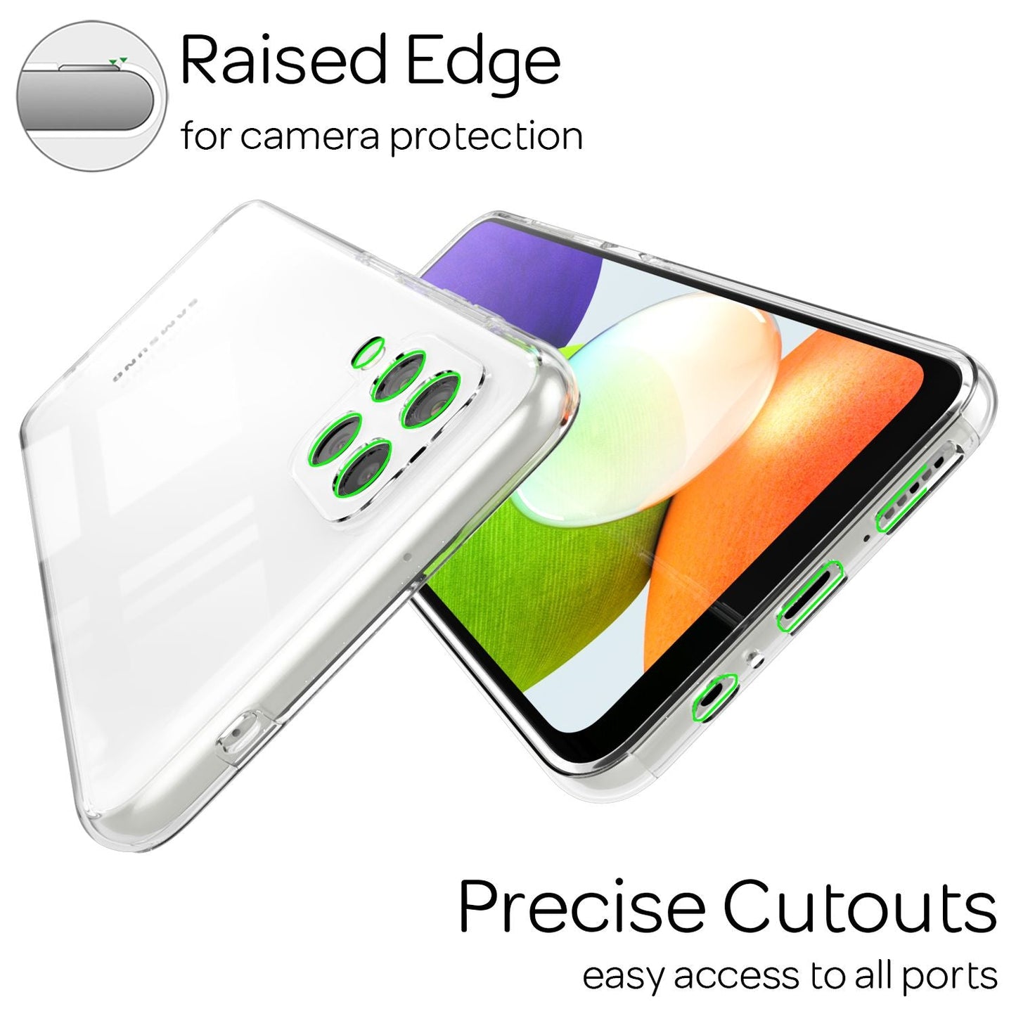 NALIA Clear 360° Protective Case for Samsung Galaxy A22, Full Protection Transparent Anti-Yellowing Clear Robust