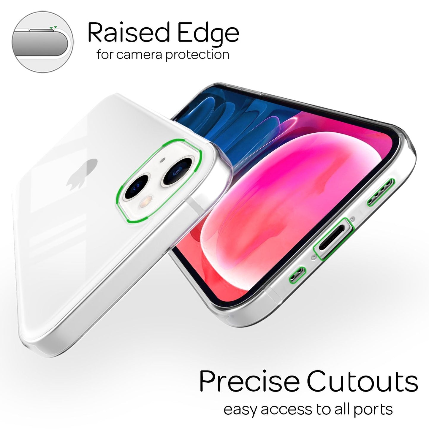 NALIA Silikon Handy Hülle für iPhone 13 Mini, Transparent Cover Case Bumper Etui