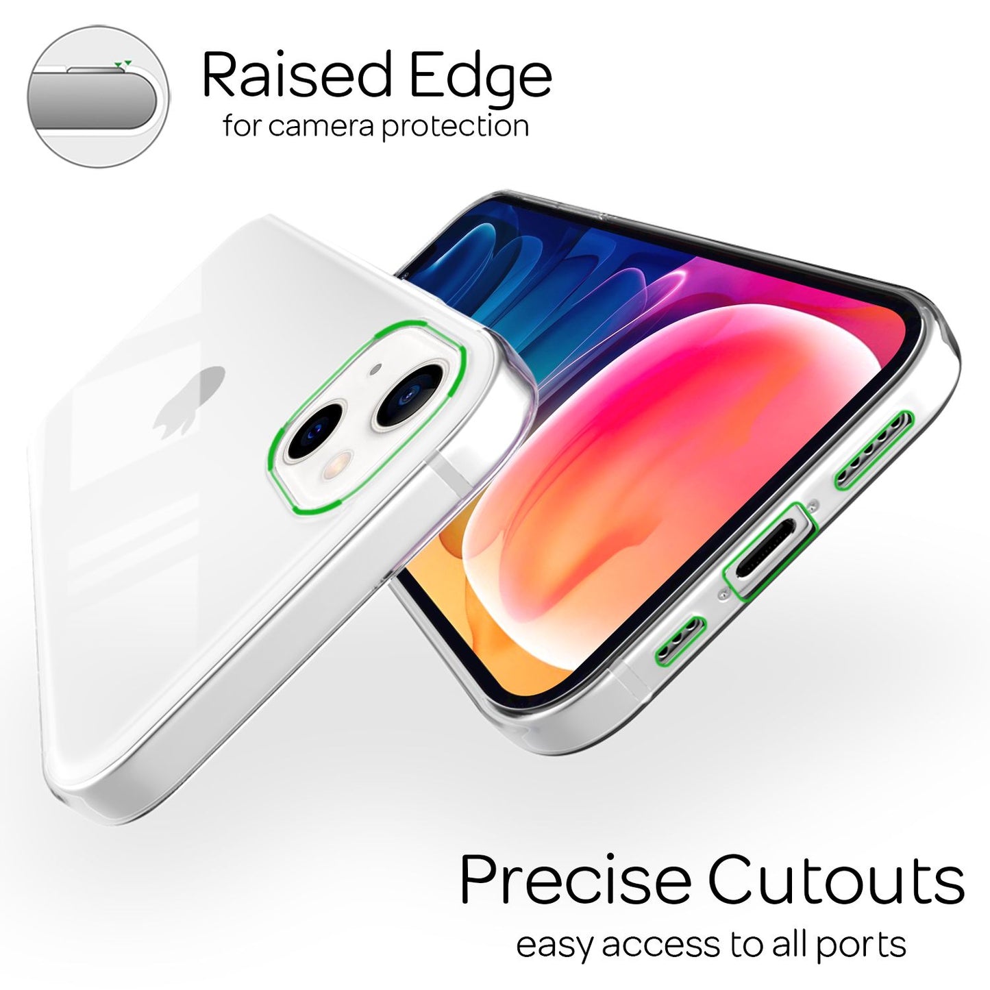 NALIA Silikon Handy Hülle für iPhone 13, Transparent Durchsichtig Cover Case