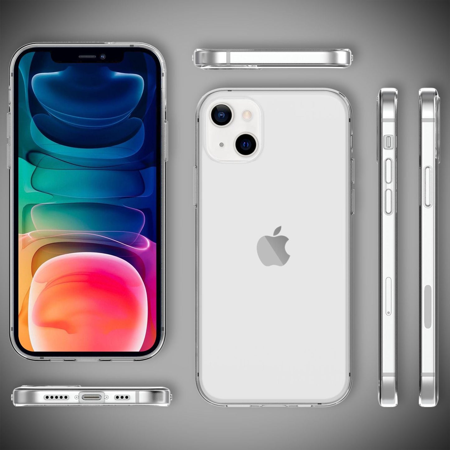 NALIA Silikon Handy Hülle für iPhone 13, Transparent Durchsichtig Cover Case