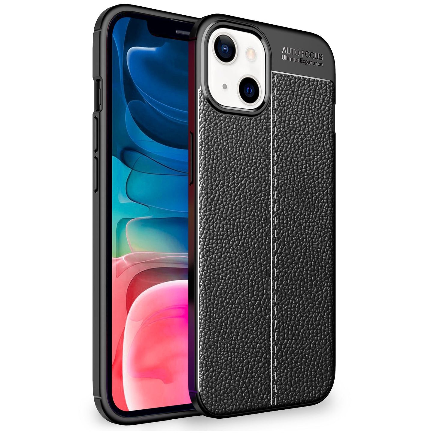 NALIA Leather Look Case for iPhone 13 Mini, Black Silicone Case, Anti-Fingerprint, Non-Slip, Scratch-Resistant