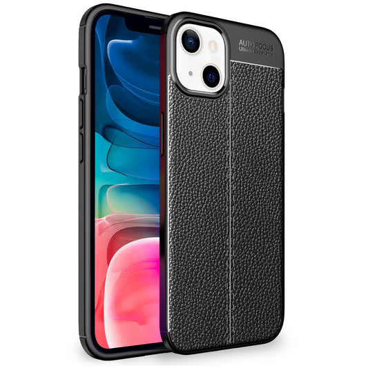 NALIA Leather Look Case for iPhone 13 Mini, Black Silicone Case, Anti-Fingerprint, Non-Slip, Scratch-Resistant
