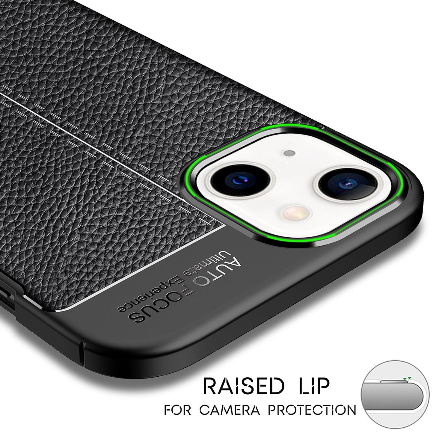 NALIA Leather Look Case for iPhone 13 Mini, Black Silicone Case, Anti-Fingerprint, Non-Slip, Scratch-Resistant