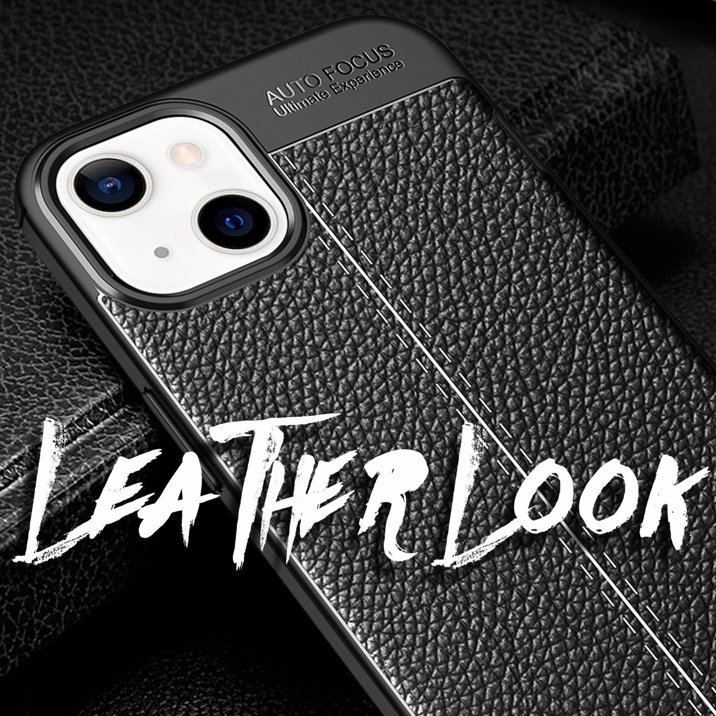 NALIA Leather Look Case for iPhone 13, Black Silicone Case, Anti-Fingerprint, Non-Slip, Scratch-Resistant, Shockproof