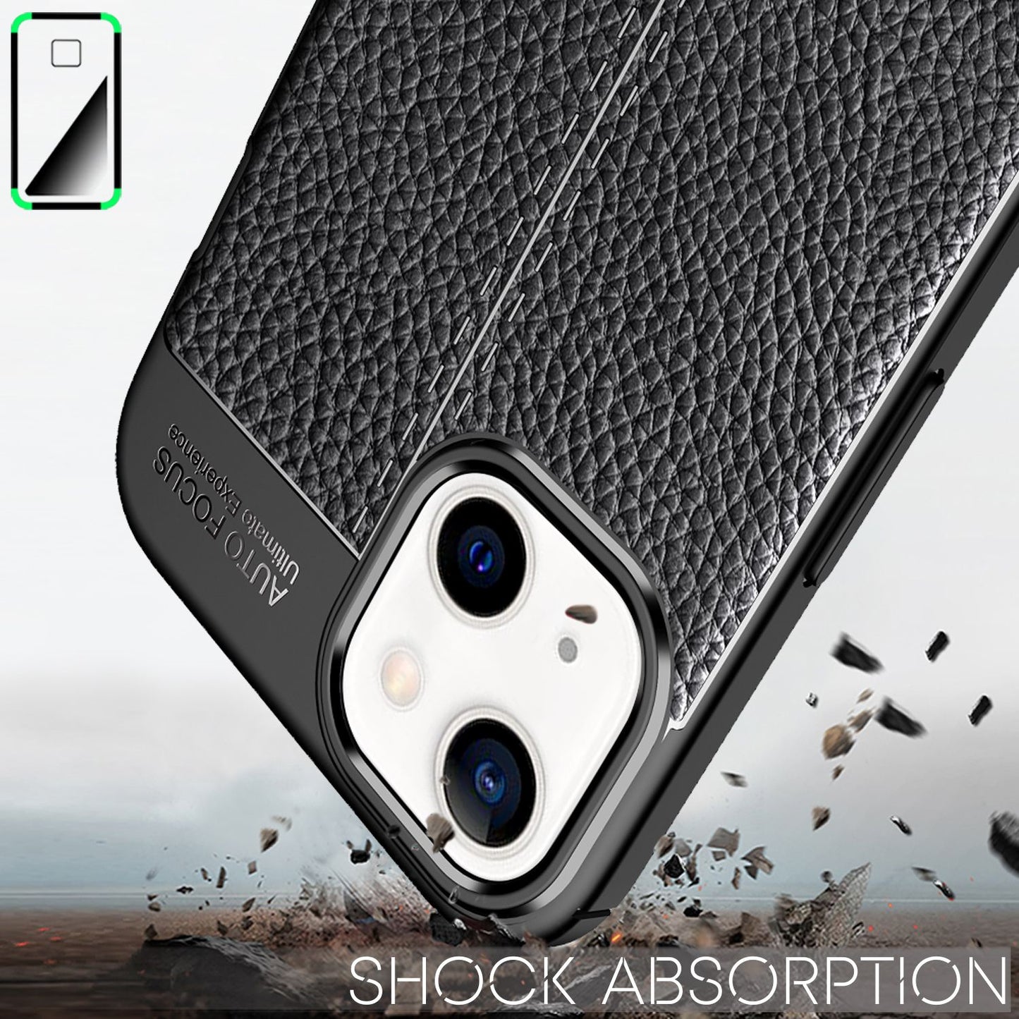 NALIA Leather Look Case for iPhone 13, Black Silicone Case, Anti-Fingerprint, Non-Slip, Scratch-Resistant, Shockproof