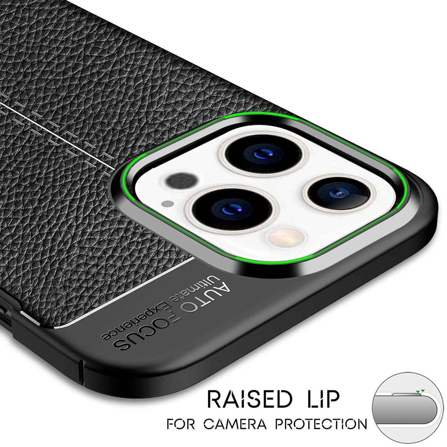 NALIA Leather Look Case for iPhone 13 Pro Max, Black Silicone Case, Anti-Fingerprint, Non-Slip, Scratch-Resistant